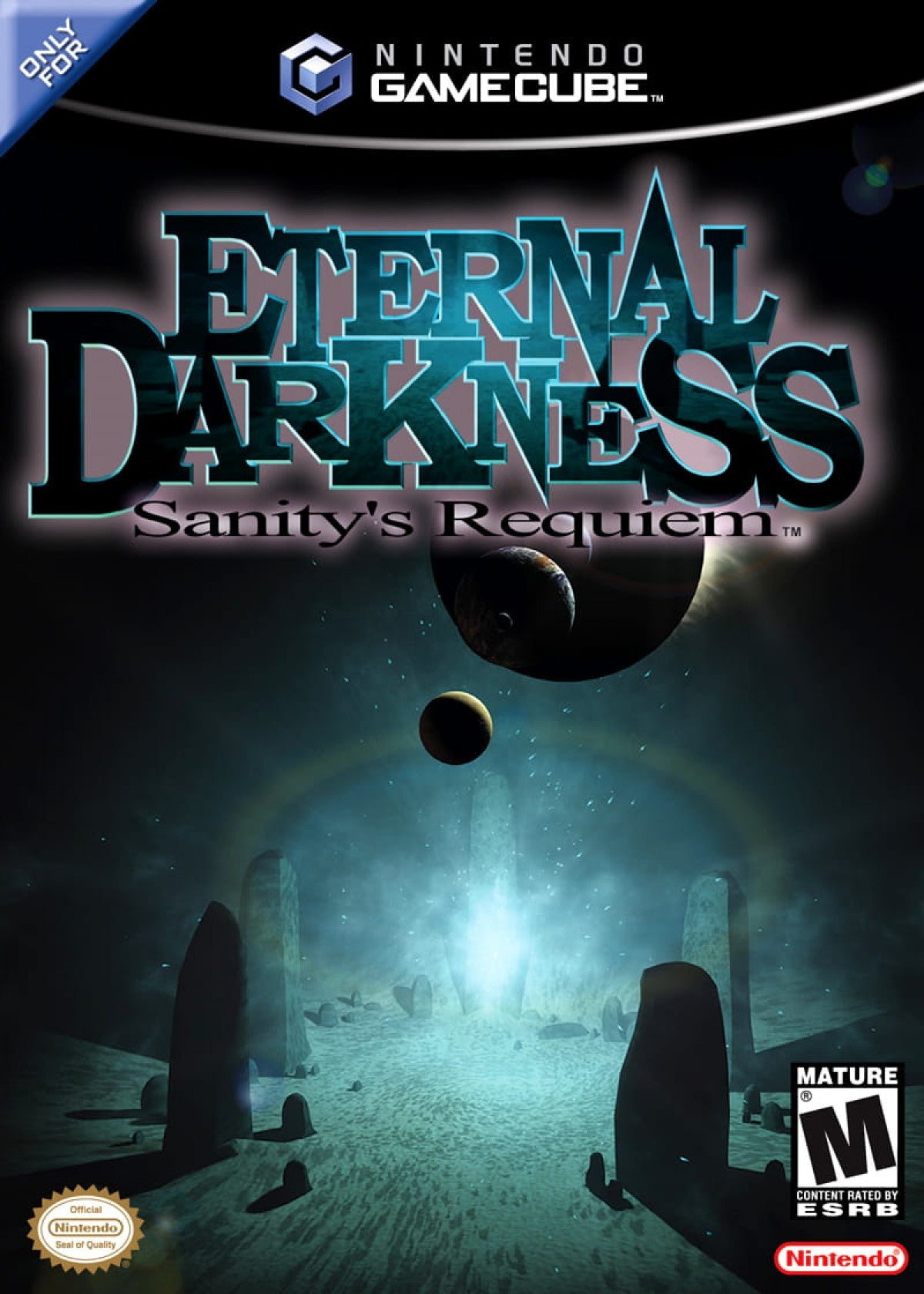 Eternal Darkness Sanity’s Requiem GameCube Nintendo GameCube survival horror psychological horror game sanity effects sanity meter mechanic sanity hallucinations fourth wall tricks ancient evil storyline Lovecraft inspired atmosphere Silicon Knights retro gaming GameCube software video game title cover art