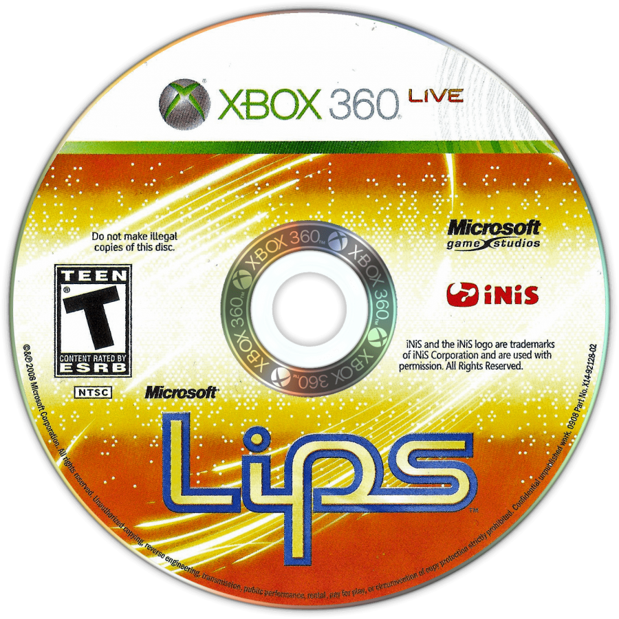 Lips disc for Xbox 360 (X360) music rhythm karaoke video game