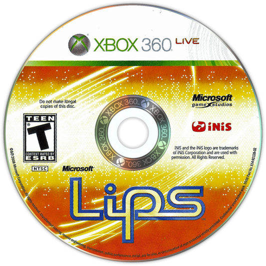 Lips disc for Xbox 360 (X360) music rhythm karaoke video game