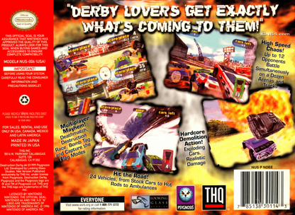 Destruction Derby 64 back cover art for Nintendo 64 N64 video game