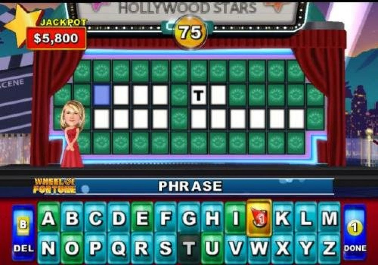 Wheel of Fortune gameplay art for Nintendo Wii (Wii) featuring the classic TV game show experience with puzzle‑solving, spinning the wheel, and multiplayer competition.