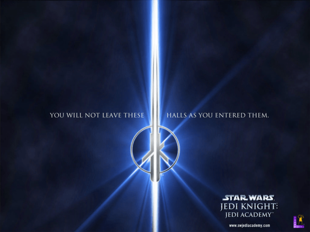 Star Wars Jedi Knight Jedi Academy for Xbox (Xbox), title screen action adventure video game.