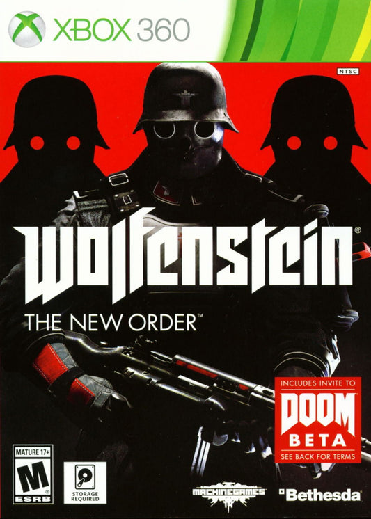 Retro Wolfenstein The New Order Xbox 360 inspired design featuring alternate history first person shooter aesthetic vintage HD era resistance warfare Nazi occupied dystopia intense gunplay cinematic action stealth shooter atmosphere nostalgic Bethesda FPS presentation cover at