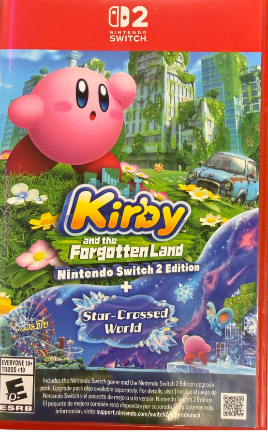 Kirby and the Forgotten Land Star Crossed World Nintendo Switch 2 inspired design featuring colorful 3D platform adventure aesthetic beloved pink hero exploration across vibrant post apocalyptic worlds imaginative abilities cooperative gameplay charming Nintendo action presentation cover art