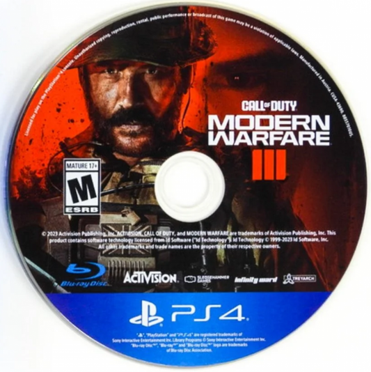 Call of Duty Modern Warfare III PlayStation 4 game featuring intense first-person shooter action and cinematic multiplayer combat disc