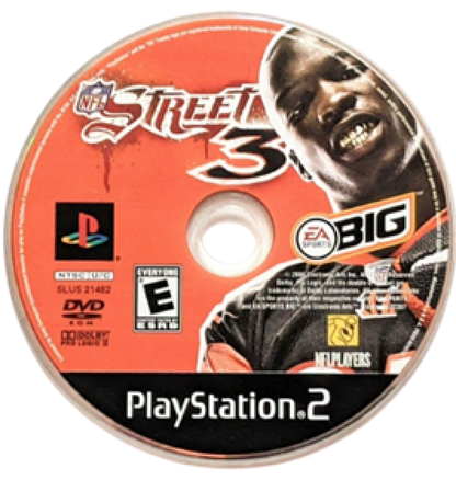 NFL Street 3 PlayStation 2 PS2 for arcade style football video game fans featuring fast paced street football action NFL players trick moves aggressive tackles special moves team customization game modes multiplayer competition urban football environments and classic EA Sports gameplay collectible gaming appeal disc