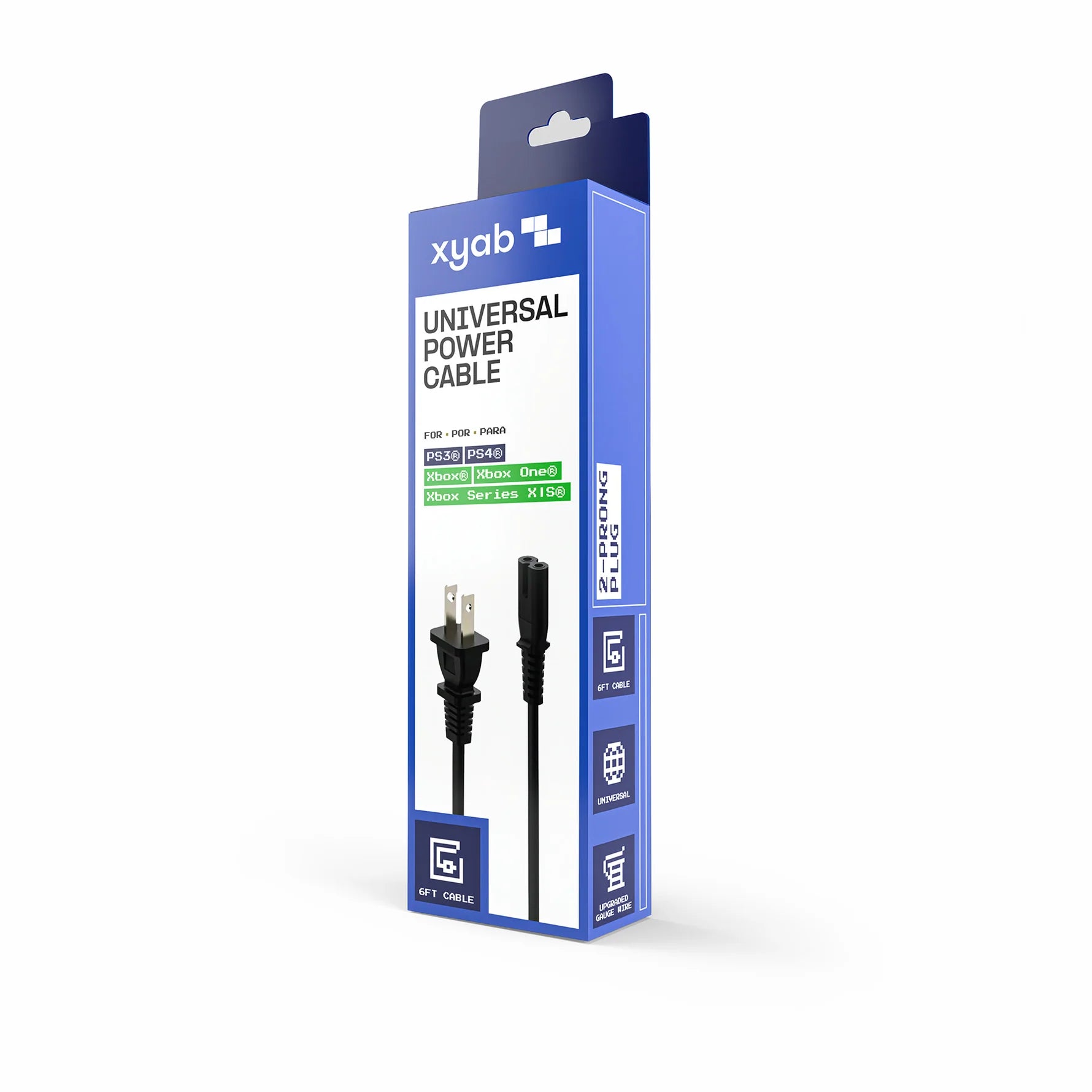 Universal power cable retail packaging box for PS3 PS4 Xbox consoles accessory