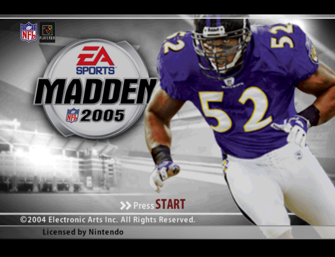 Madden NFL 2005 start screen for GameCube (GC) sports football video game