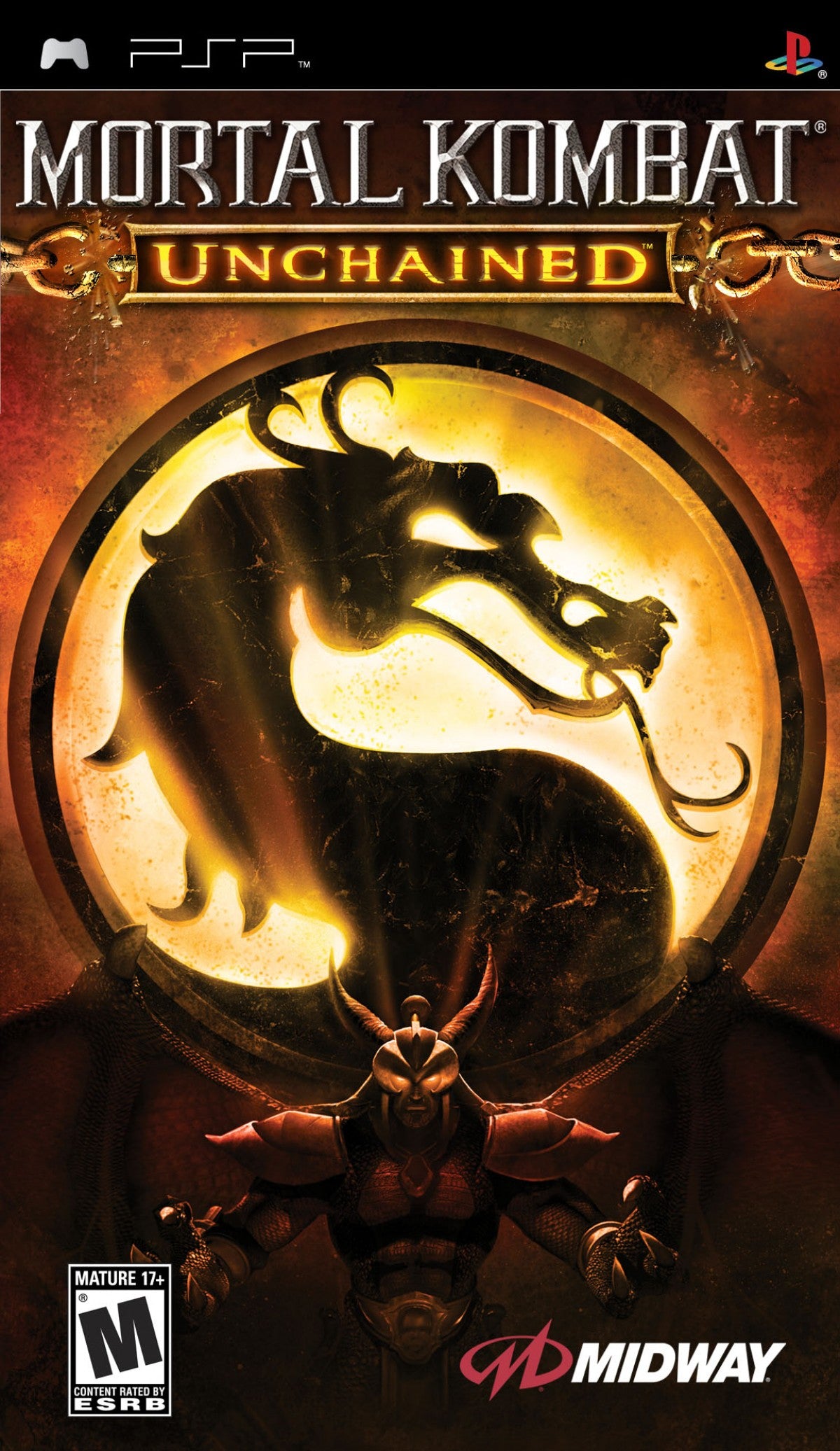 Mortal Kombat Unchained PlayStation Portable PSP fighting game port of Mortal Kombat Deception with exclusive characters arenas and ad-hoc multiplayer versus mode front cover