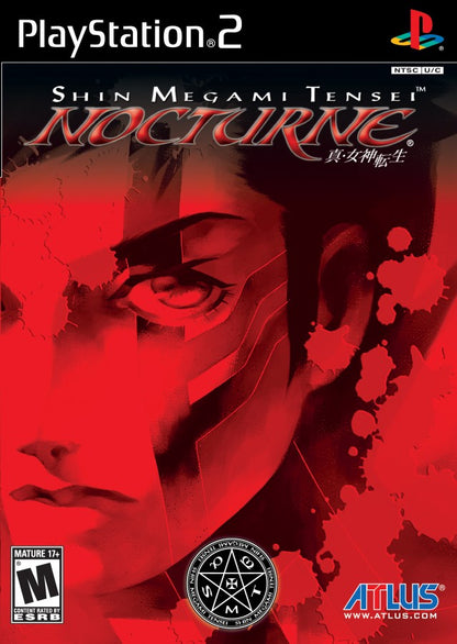Shin Megami Tensei Nocturne PlayStation 2 PS2 for role playing video game fans featuring turn based combat demon recruitment and fusion post apocalyptic Tokyo exploration challenging dungeon crawling strategic gameplay deep storytelling iconic Atlus JRPG adventure collectible gaming appeal front cover