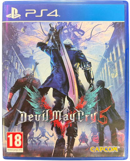Devil May Cry 5 PAL Import PlayStation 4 PS4 for retro video game enthusiasts featuring stylish action gameplay fast paced demon hunting combat combo driven mechanics multiple playable characters cinematic boss battles supernatural adventure elements and collectible gaming appeal cover art