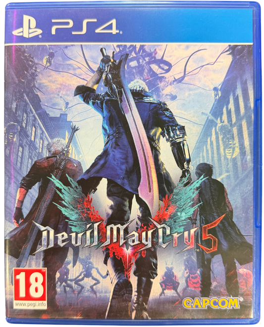 Devil May Cry 5 PAL Import PlayStation 4 PS4 for retro video game enthusiasts featuring stylish action gameplay fast paced demon hunting combat combo driven mechanics multiple playable characters cinematic boss battles supernatural adventure elements and collectible gaming appeal cover art