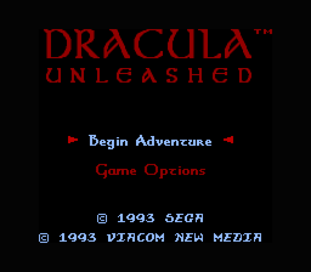 Dracula Unleashed start screen for Sega CD (SCD) interactive movie horror video game