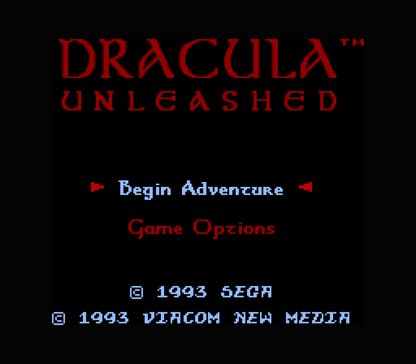 Dracula Unleashed start screen for Sega CD (SCD) interactive movie horror video game