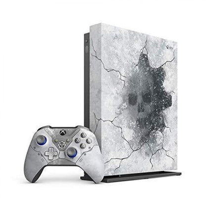 Xbox One X (XONE) [1 TB][Gears of War 5 Limited Edition] in Good Condition at Gamers INC, featuring a stunning translucent casing with a laser-etched "Snow Weathered" design, the specialized Kait Diaz Xbox Wireless Controller, and powerful 4K HDR gaming performance for the ultimate Gears of War fan collection console bundle