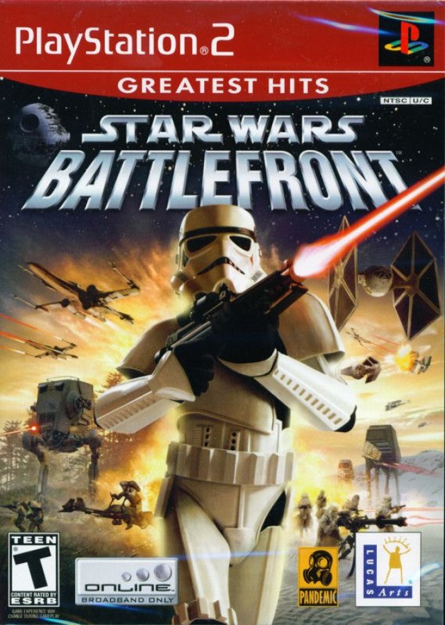 Star Wars Battlefront PS2 PlayStation 2 first person shooter third person shooter multiplayer galactic warfare action game retro video game cover art Greatest Hits edition