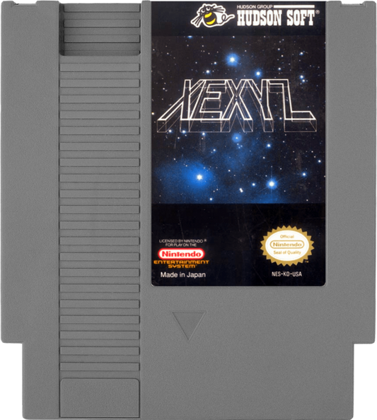 Xexyz retro NES video game Xexyz sci fi action platform shooter side scrolling arcade gameplay space combat classic console title Nintendo Entertainment System release cartridge