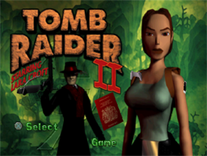 Tomb Raider II start screen for PlayStation 1 (PS1) action-adventure video game