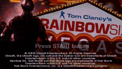 Tom Clancy's Rainbow Six: Vegas – start screen for PlayStation Portable (PSP) tactical shooter game