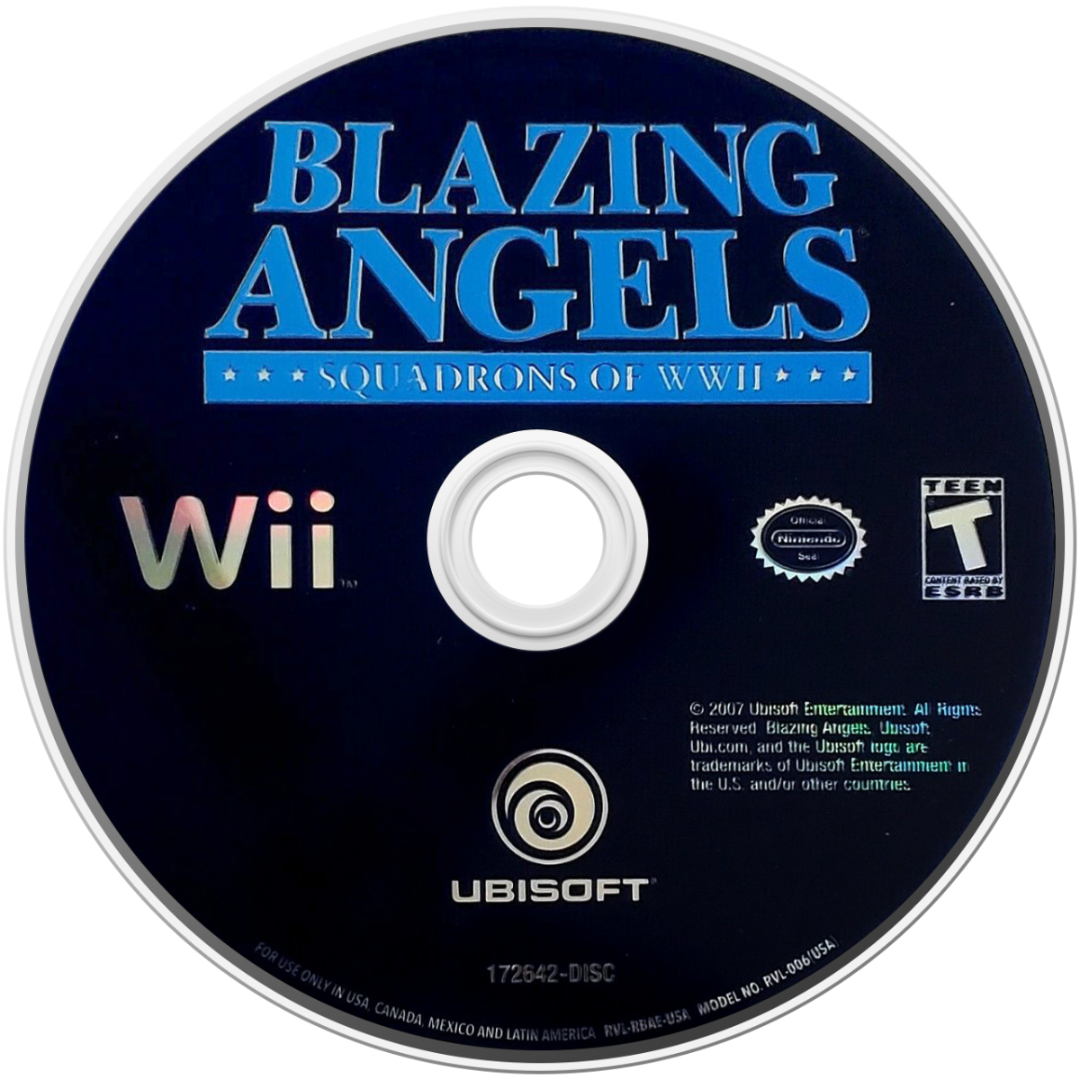 Blazing Angels Squadrons of WWII game featuring World War II aerial combat, historical fighter planes, and action-packed flight simulation gameplay disc