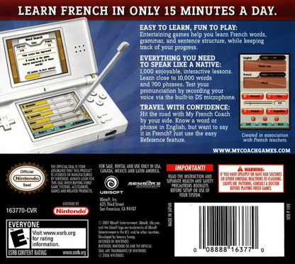 My French Coach back of case for Nintendo DS (DS) language learning educational video game