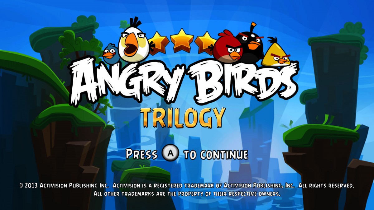 Angry Birds Trilogy title screen art for Nintendo Wii U (WiiU) video game 
