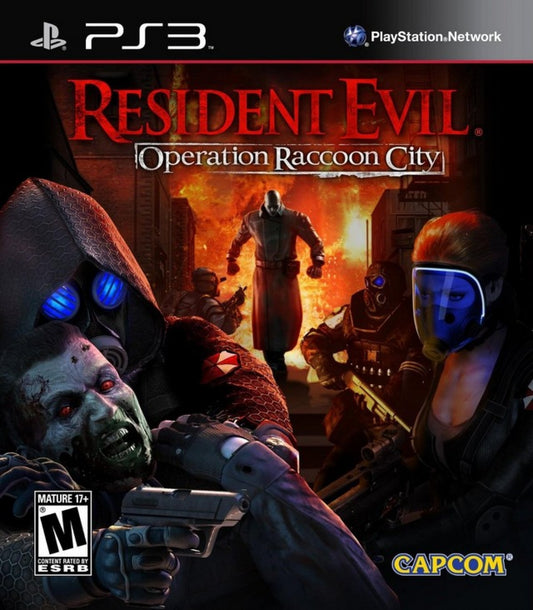 Resident Evil Operation Raccoon City PlayStation 3 PS3 for survival horror and third person shooter video game fans featuring cooperative multiplayer gameplay zombie outbreaks Umbrella Corporation missions tactical squad combat bio organic weapons intense action cinematic storytelling and immersive Resident Evil adventure collectible gaming appeal front cover art