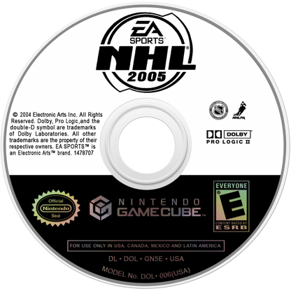 NHL 2005 disc for Nintendo GameCube (GC) hockey sports video game