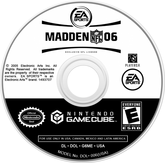 Madden NFL 2006 disc for GameCube (GC) sports football video game