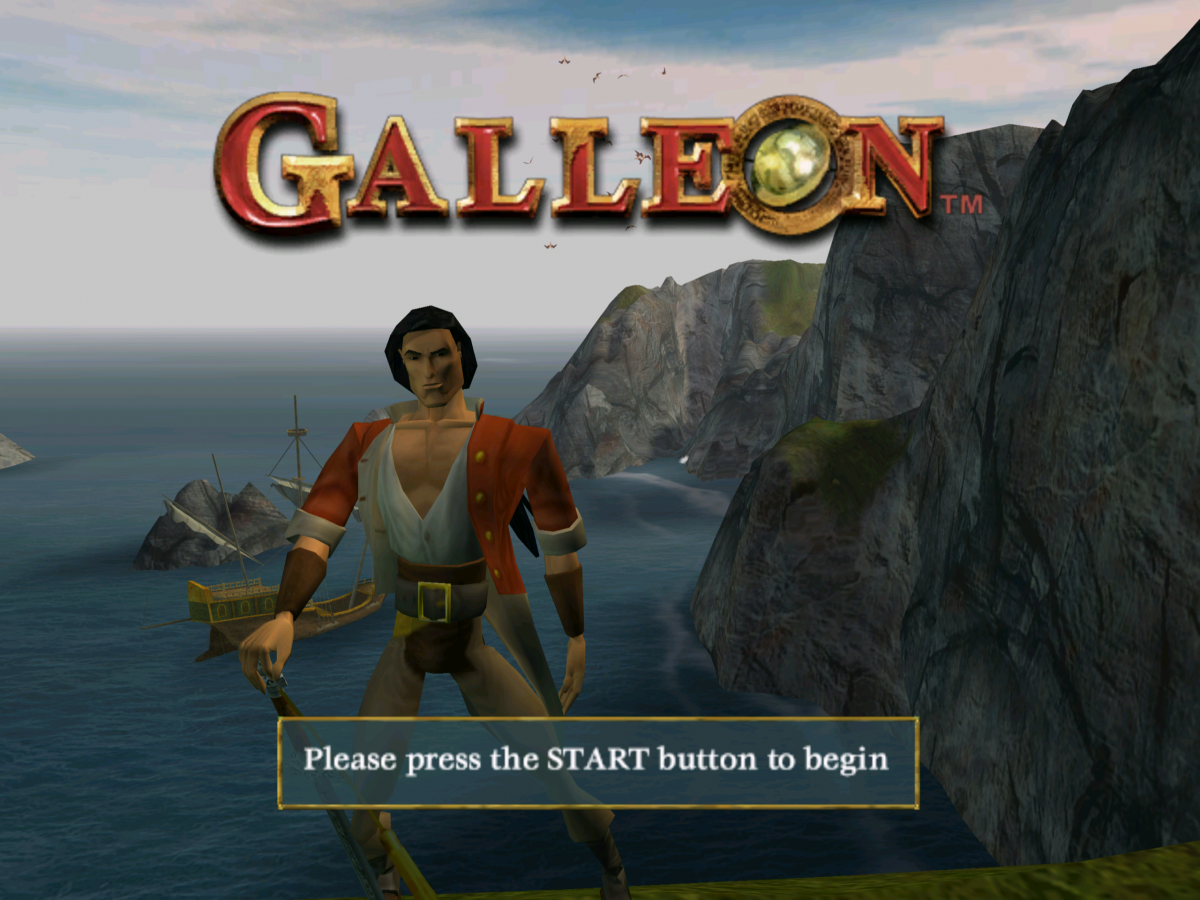 Galleon Islands of Mystery retro Xbox video game Galleon fantasy action adventure platform exploration pirate themed storytelling puzzle solving cinematic gameplay console title Xbox release title screen