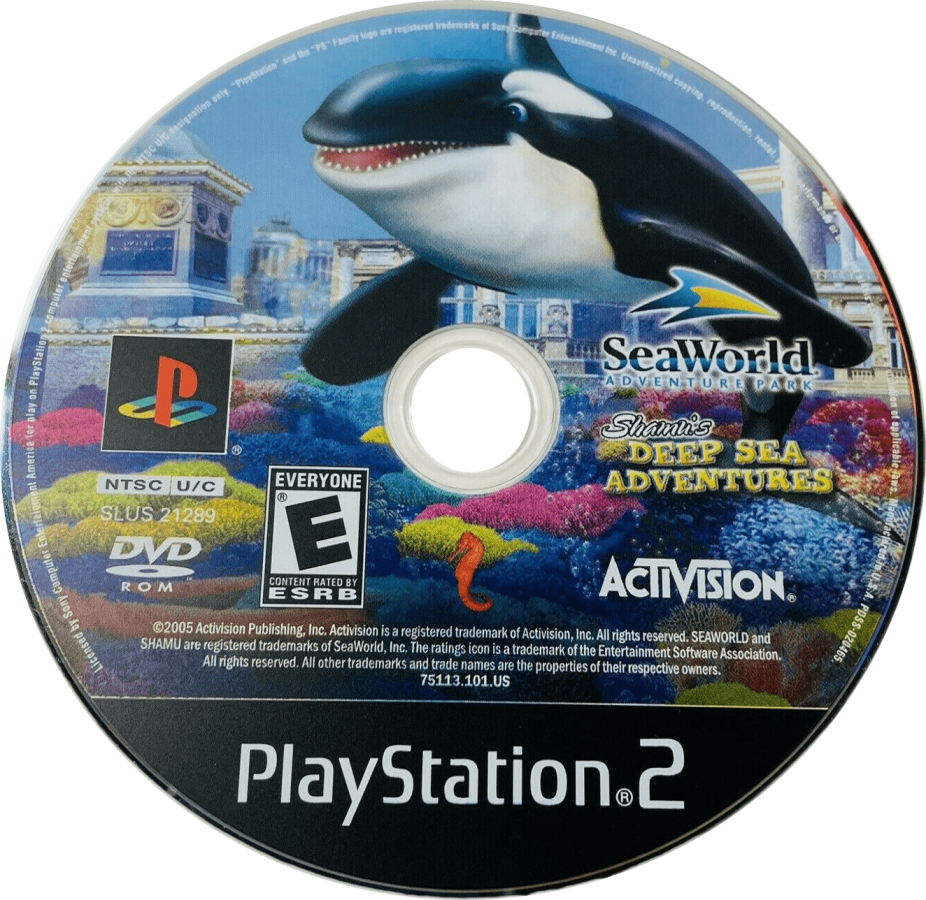 Shamu's Deep Sea Adventures – PlayStation 2 (PS2) video game disc, underwater action-adventure game.