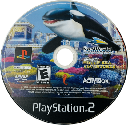 Shamu's Deep Sea Adventures – PlayStation 2 (PS2) video game disc, underwater action-adventure game.