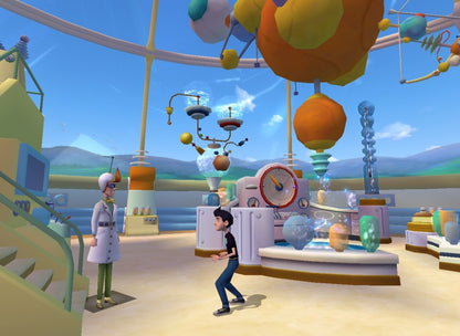Meet the Robinsons Nintendo Wii for action adventure video game fans featuring time travel exploration futuristic environments inventive gadgets puzzle solving platforming challenges robotic enemies and Disney animated movie characters family friendly gameplay collectible gaming appeal gameplay