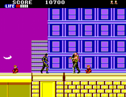 Shinobi Sega Master System SMS for action platforming video game fans featuring ninja combat side scrolling gameplay powerful attacks throwing weapons enemy battles challenging stages boss fights Japanese inspired environments and classic Sega Master System gameplay collectible retro gaming appeal gameplay