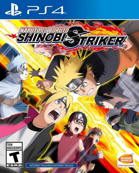 Naruto to Boruto: Shinobi Striker – PlayStation 4 (PS4) video game cover art, anime team-based ninja fighting game with online multiplayer combat