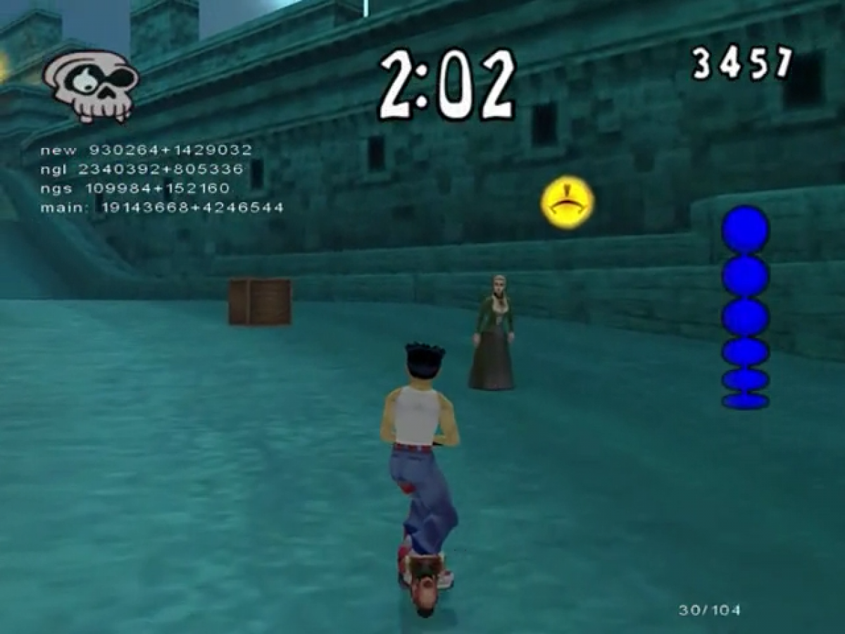 Whirl Tour gameplay for GameCube game featuring extreme skateboarding action and high-speed arcade stunt gameplay