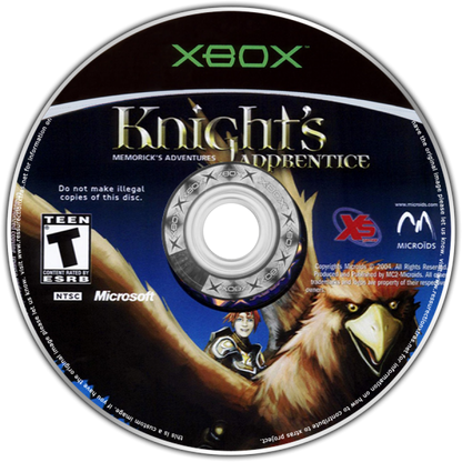 Knights Apprentice Memoricks Adventures retro Xbox video game Knights Apprentice fantasy action adventure puzzle platform gameplay magical world exploration story driven console title Xbox release disc