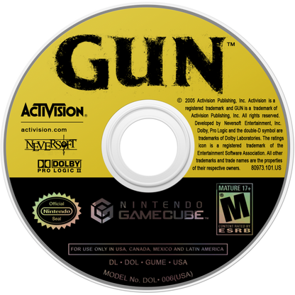 Gun GameCube game featuring Wild West action-adventure gameplay and open-world shooting missions disc