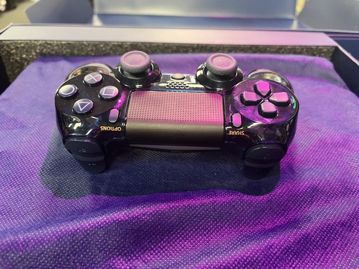 PS4 2TB 500 Million Limited Edition In Box Good Condition PlayStation 4 PS4 gaming console featuring 2TB hard drive storage limited 500 million edition translucent blue design matching DualShock 4 controller PlayStation gaming performance in box condition collectible Sony hardware and gaming collector appeal opened box 