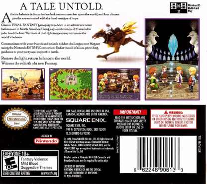 Final Fantasy III back cover art for Nintendo DS (DS) RPG adventure video game