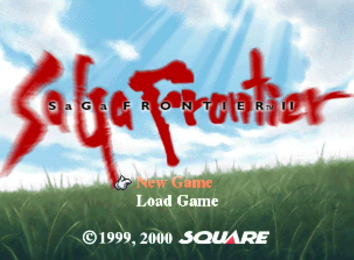 SaGa Frontier 2 PS1 PlayStation 1 JRPG role playing game Square Enix watercolor art style fantasy adventure turn based combat retro video game title screen