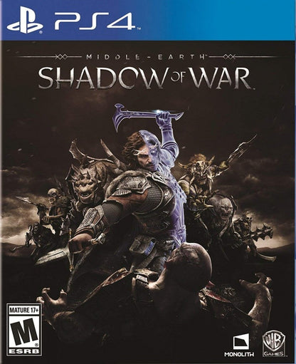 Middle-earth: Shadow of War retro PS4 video game Middle Earth Shadow of War open world action RPG fantasy combat stealth gameplay Tolkien inspired adventure console release cover art