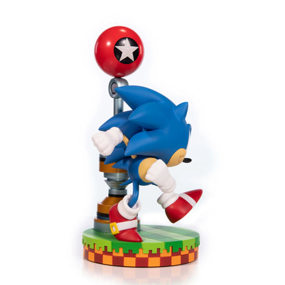 Sonic 11 inch statue Standard Edition by First 4 Figures detailed Sonic the Hedgehog collectible featuring dynamic pose bold blue design and premium display quality for fans of the iconic Sega speedster franchise side view