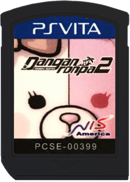Danganronpa 2 Goodbye Despair PlayStation Vita video game, visual novel adventure, murder mystery investigation, anime-style storytelling, handheld console title cartridge