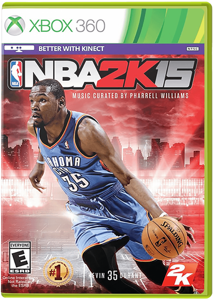 NBA 2K15 Xbox 360 basketball simulation video game with Kevin Durant cover athlete MyCAREER story mode, MyTEAM card collecting, The Park online streetball, authentic teams players, 2K Sports cover art