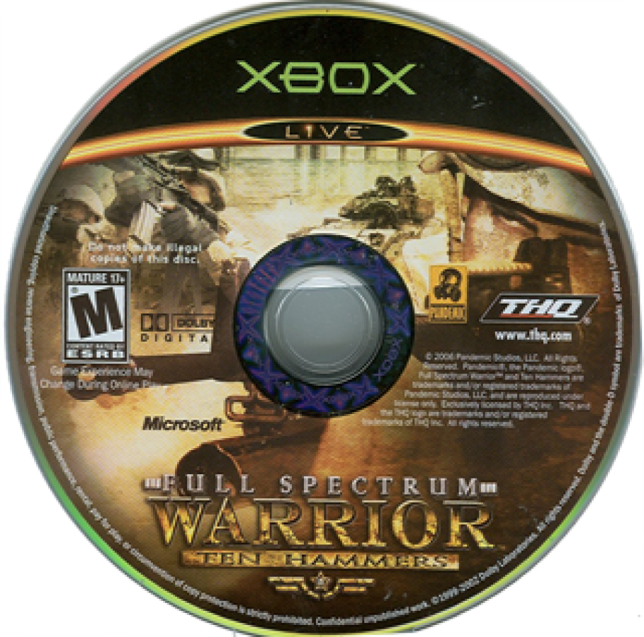 Full Spectrum Warrior: Ten Hammers disc for Xbox (XBOX) video game
