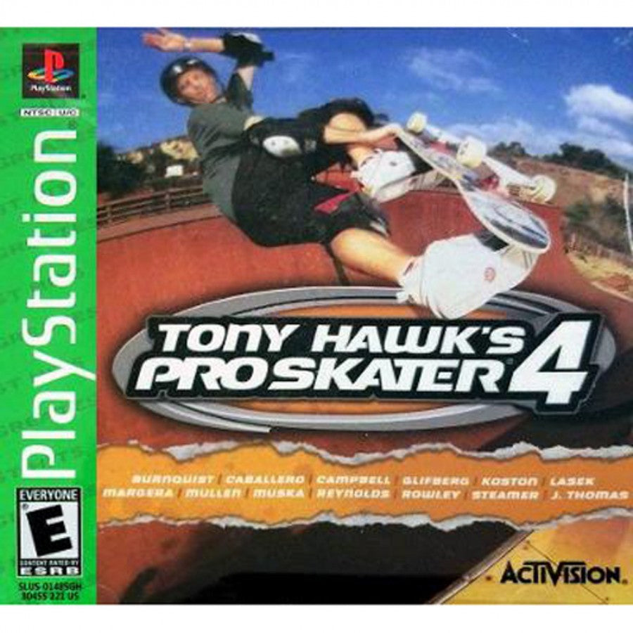 Tony Hawk’s Pro Skater 4 [Greatest Hits] cover art PlayStation 1 PS1 video game, skateboarding sports action, trick-based gameplay, extreme sports classic