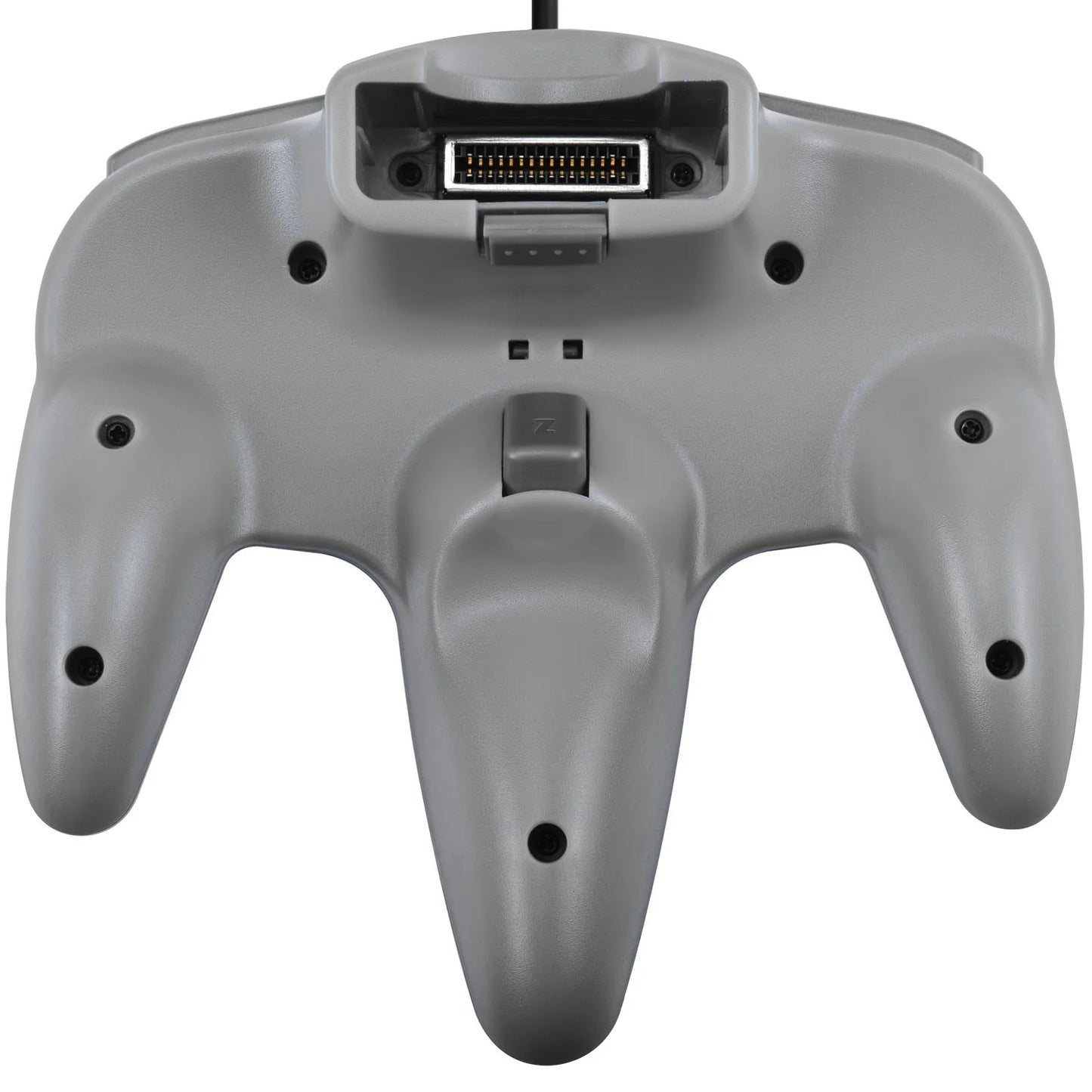 Back view of original gray Nintendo 64 controller wired gaming accessory