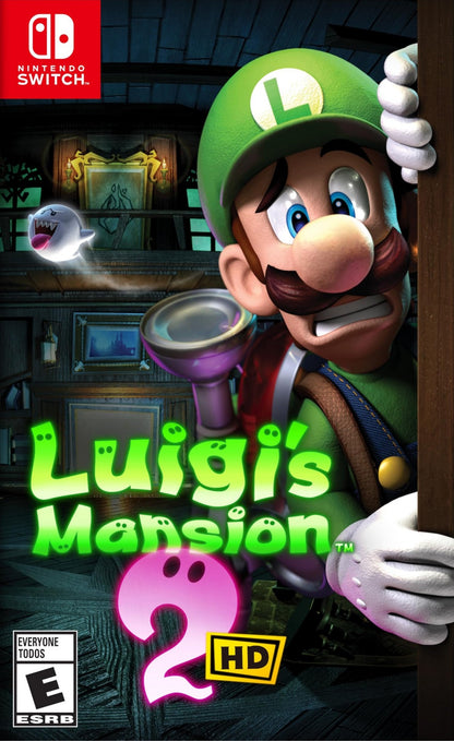 Luigi's Mansion 2 HD Nintendo Switch for retro video game enthusiasts featuring ghost hunting action adventure gameplay puzzle solving haunted mansion exploration Poltergust ghost capturing mechanics charming Nintendo characters cooperative inspired challenges and collectible gaming appeal front cover 