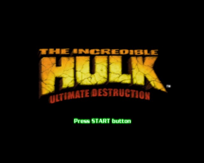 The Incredible Hulk: Ultimate Destruction – PlayStation 2 (PS2) video game title screen, open-world action superhero game.